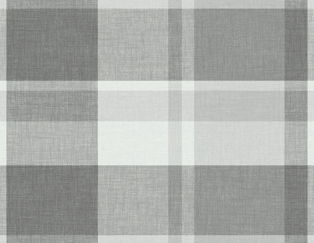 Madaket Dark Grey Plaid Wallpaper with Fabric & Woven Textures Pattern - A-Street Prints 2927-81108