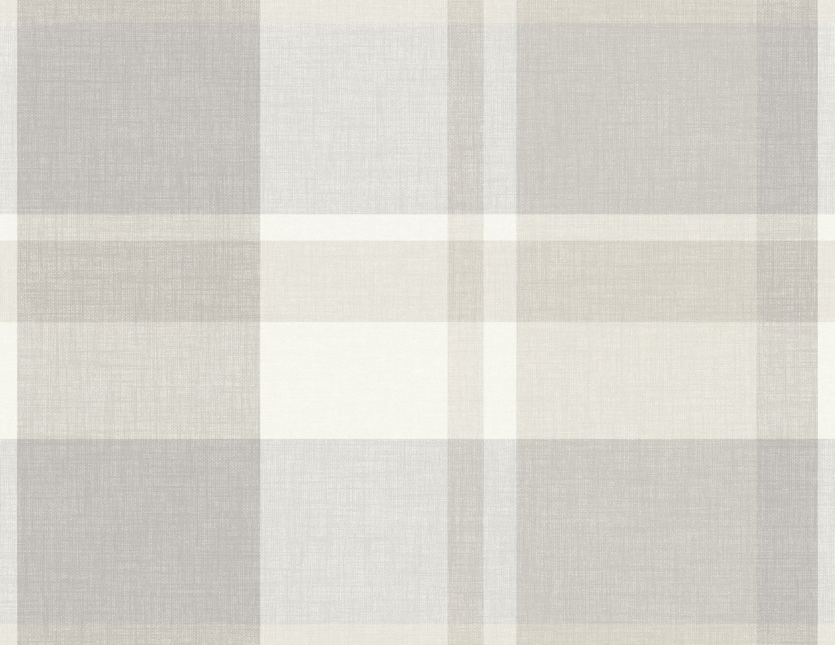 Madaket Light Grey Plaid Wallpaper with Fabric Texture Plaid - A-Street Prints 2927-81118