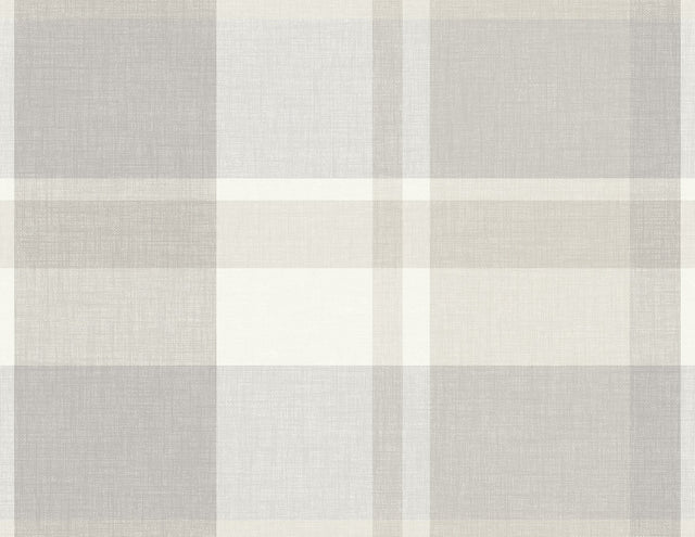 Madaket Light Grey Plaid Wallpaper with Fabric Texture Plaid - A-Street Prints 2927-81118