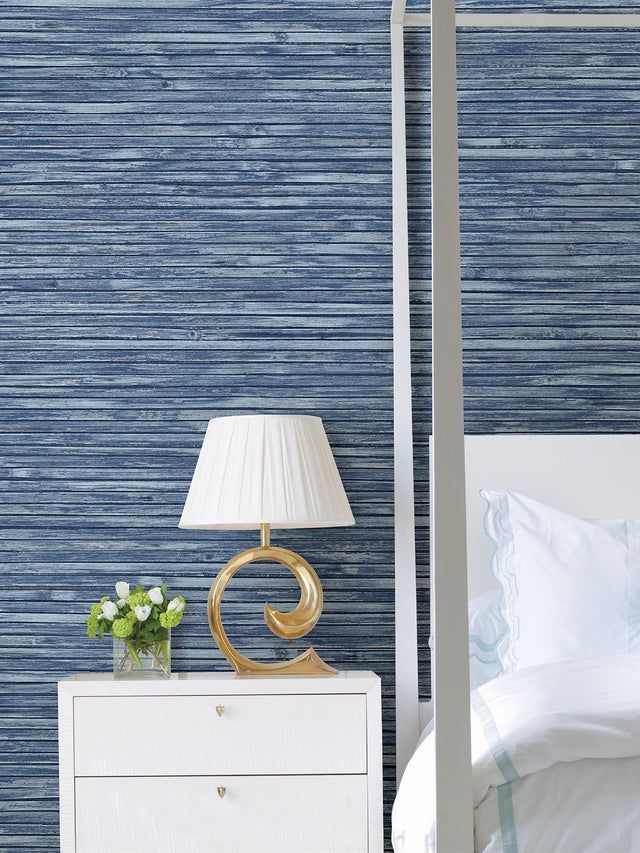 Bellport Denim Wooden Slat Wallpaper with Coastal Wood Graphic Motif - A-Street Prints 2927-81302