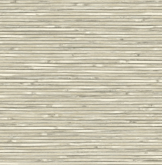 Bellport Ivory Wooden Slat Wallpaper with Coastal Wood Look Motif - Brewster 2927-81305