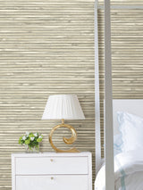 Bellport Ivory Wooden Slat Wallpaper with Coastal Wood Look Motif - Brewster 2927-81305