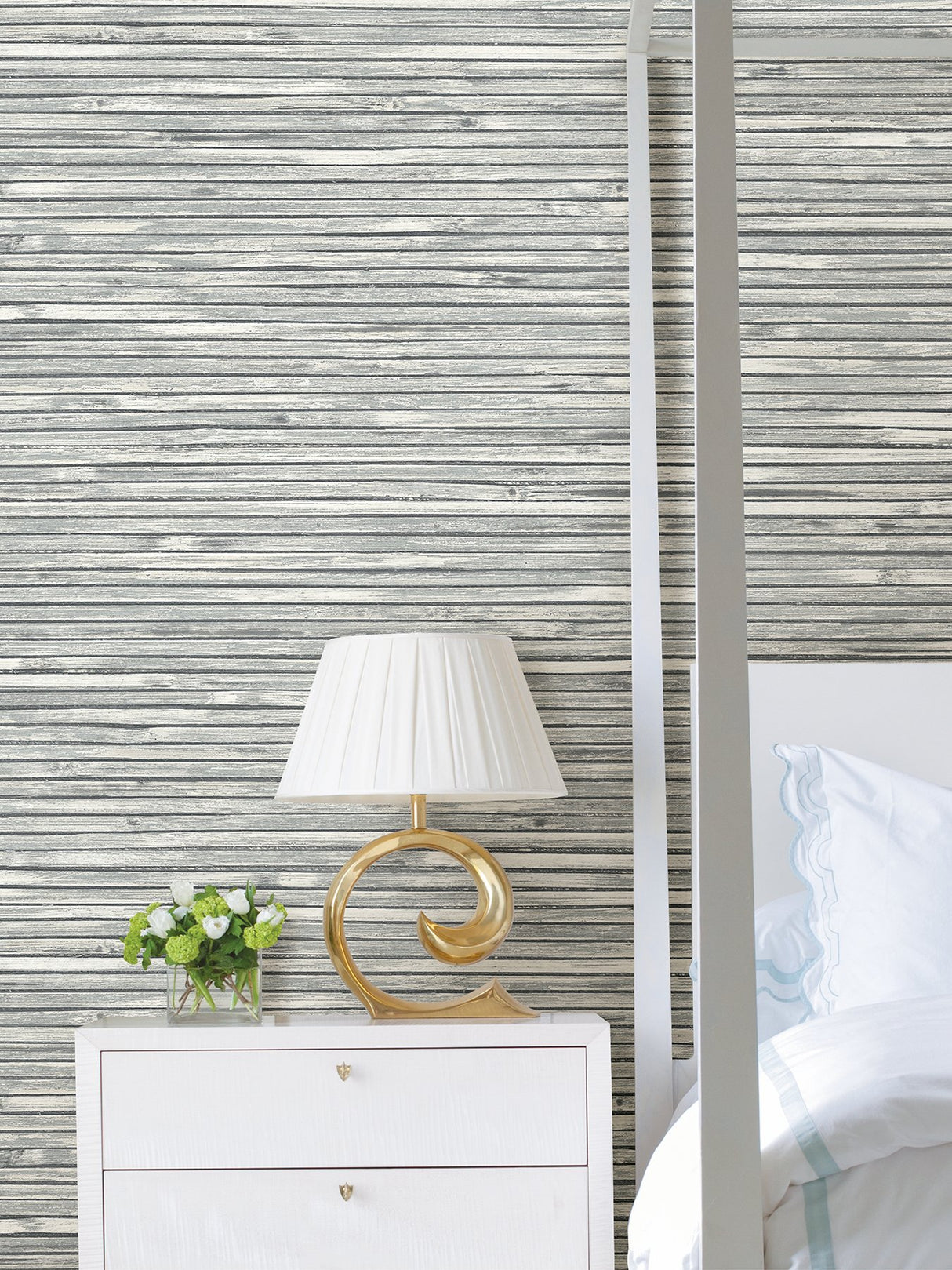 Bellport Dark Grey Wooden Slat Wallpaper with Coastal Graphic Wood Slat Motif - A?Street Prints 2927-81308