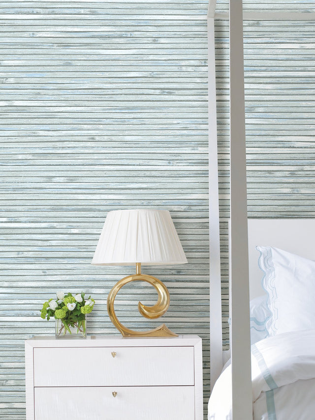 Bellport Sky Blue Wooden Slat Wallpaper with Coastal Graphic Wood Motif - A-Street Prints 2927-81312