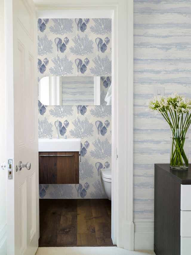 Truro Light Blue Weathered Shiplap Wallpaper with Coastal Graphics Wood Look - A-Street Prints 2927-81402