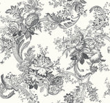 Carmel Black Baroque Florals Wallpaper with Farmhouse Flowers Motif - A-Street Prints 2927-81600