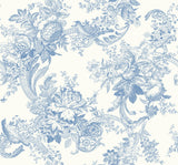 Carmel Light Blue Baroque Florals Wallpaper with Farmhouse Floral Pattern - A-Street Prints 2927-81602
