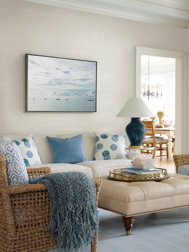 Tiverton Dove Faux Grasscloth Wallpaper with Coastal Graphics Pattern - A-Street Prints 2927-81700