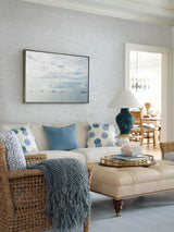 Tiverton Sky Blue Faux Grasscloth Wallpaper with Coastal Graphics Style - A-Street Prints 2927-81702