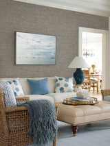 Tiverton Charcoal Faux Grasscloth Wallpaper with Coastal Graphics Pattern - A-Street Prints 2927-81710