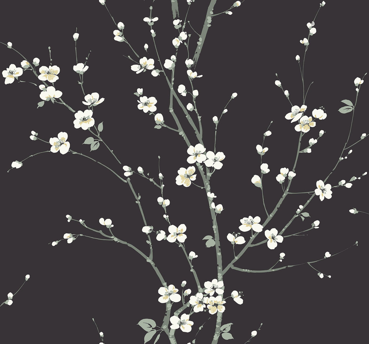 Monterey Black Floral Branch Wallpaper with Botanical Floral Pattern - A-Street Prints 2927-81800