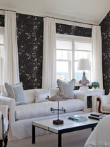 Monterey Black Floral Branch Wallpaper with Botanical Floral Pattern - A-Street Prints 2927-81800
