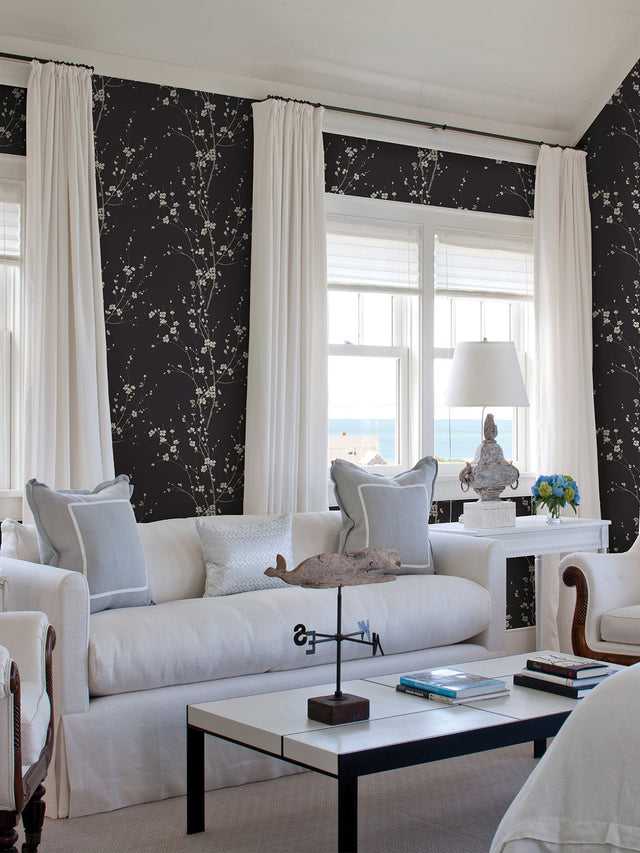 Monterey Black Floral Branch Wallpaper with Botanical Floral Pattern - A-Street Prints 2927-81800