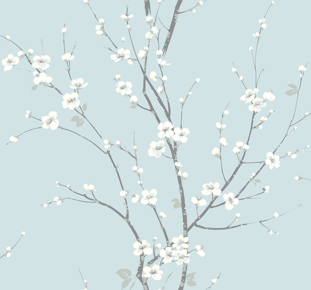Monterey Sky Blue Floral Branch Wallpaper with Coastal Botanical Flowers - A-Street Prints 2927-81802