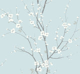 Monterey Sky Blue Floral Branch Wallpaper with Coastal Botanical Flowers - A-Street Prints 2927-81802