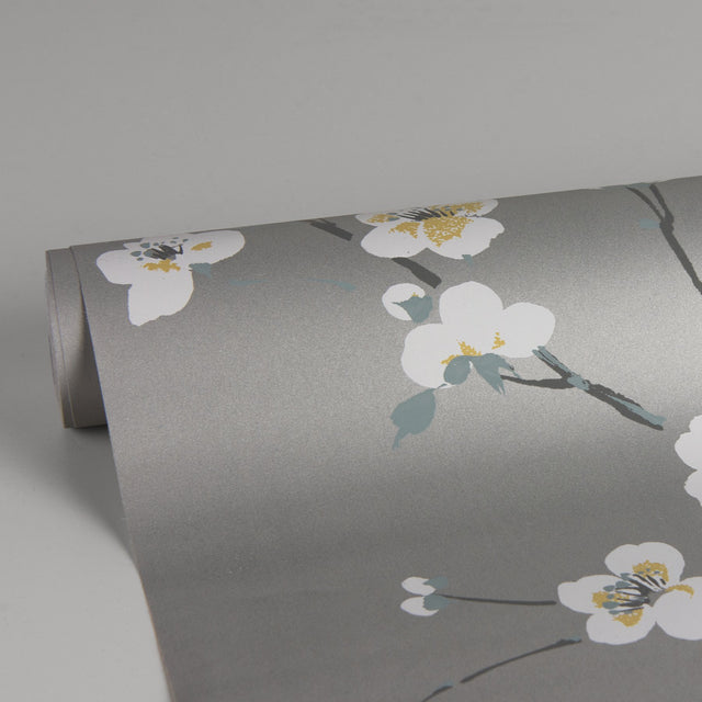 Monterey Silver Mist Floral Branch Wallpaper with Coastal Botanical Motif - A-Street Prints 2927-81808
