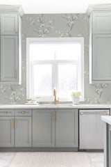 Monterey Silver Mist Floral Branch Wallpaper with Coastal Botanical Motif - A-Street Prints 2927-81808