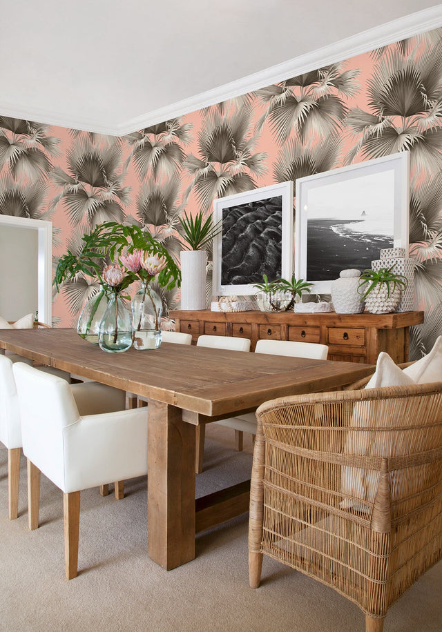 Summer Palm Blush Tropical Wallpaper with Botanical Leaves Motif - A-Street Prints 2927-81901
