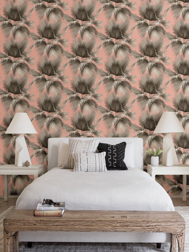 Summer Palm Blush Tropical Wallpaper with Botanical Leaves Motif - A-Street Prints 2927-81901