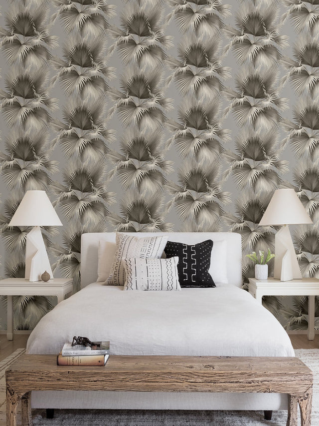 Summer Palm Platinum Tropical Wallpaper with Botanical Leaves Motif - A-Street Prints 2927-81908