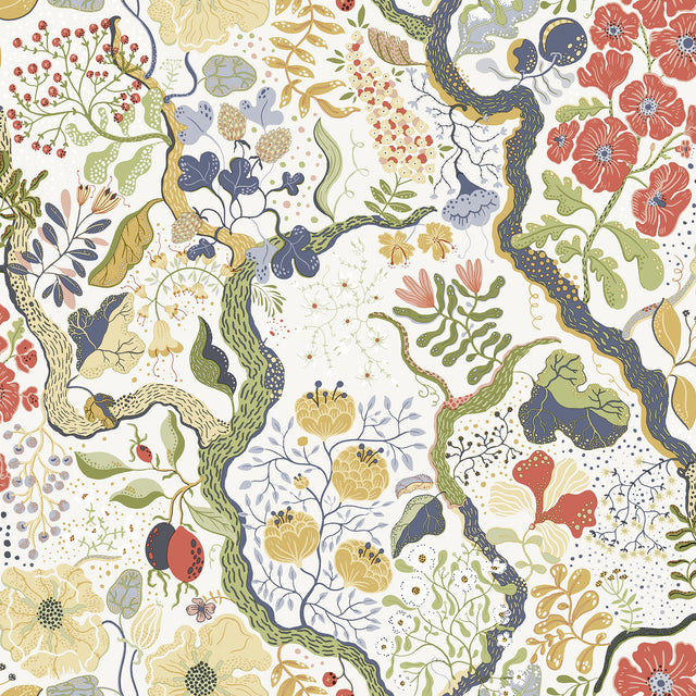 Ann Green Floral Vines Wallpaper with Botanical Scandinavian Pattern - A-Street Prints 2932-65102