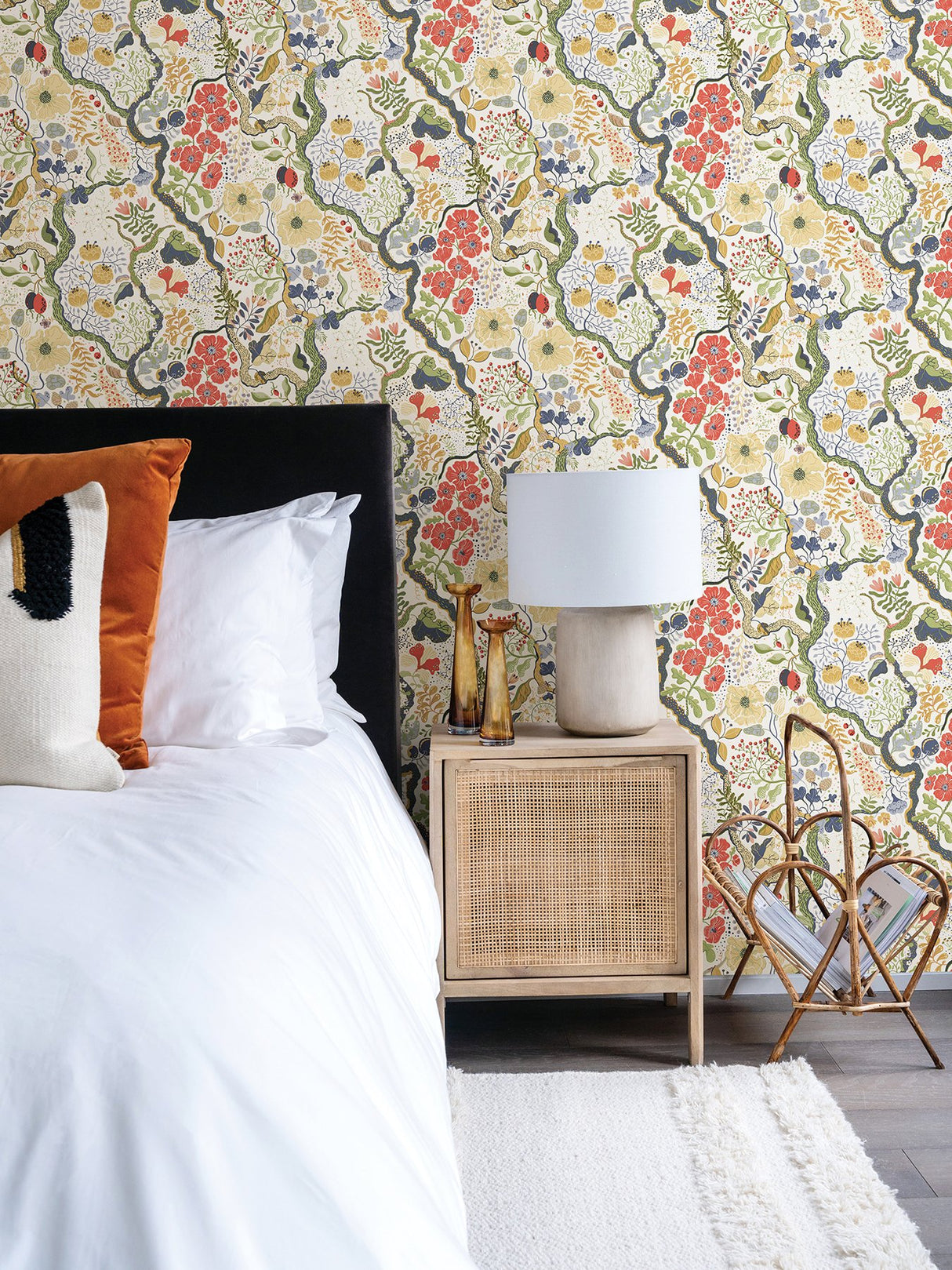 Ann Green Floral Vines Wallpaper with Botanical Scandinavian Pattern - A-Street Prints 2932-65102