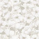 Matilda Grey Poppy Fields Wallpaper with Scandinavian Botanical Floral Pattern - A-Street Prints 2932-65109