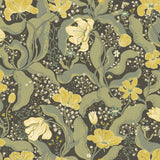 Bodri Green Tulip Garden Wallpaper with Scandinavian Botanical Floral Pattern - A?Street Prints 2932-65113