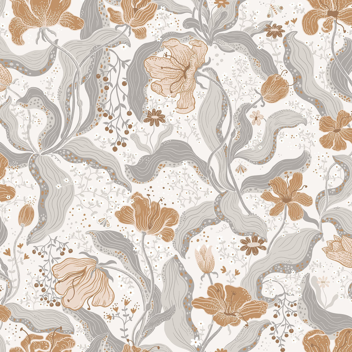 Bodri Grey Tulip Garden Wallpaper with Scandinavian Botanical Floral Pattern - A?Street Prints 2932-65114