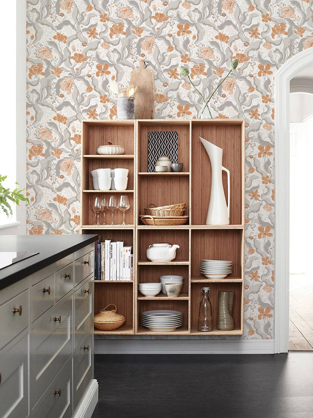Bodri Grey Tulip Garden Wallpaper with Scandinavian Botanical Floral Pattern - A?Street Prints 2932-65114