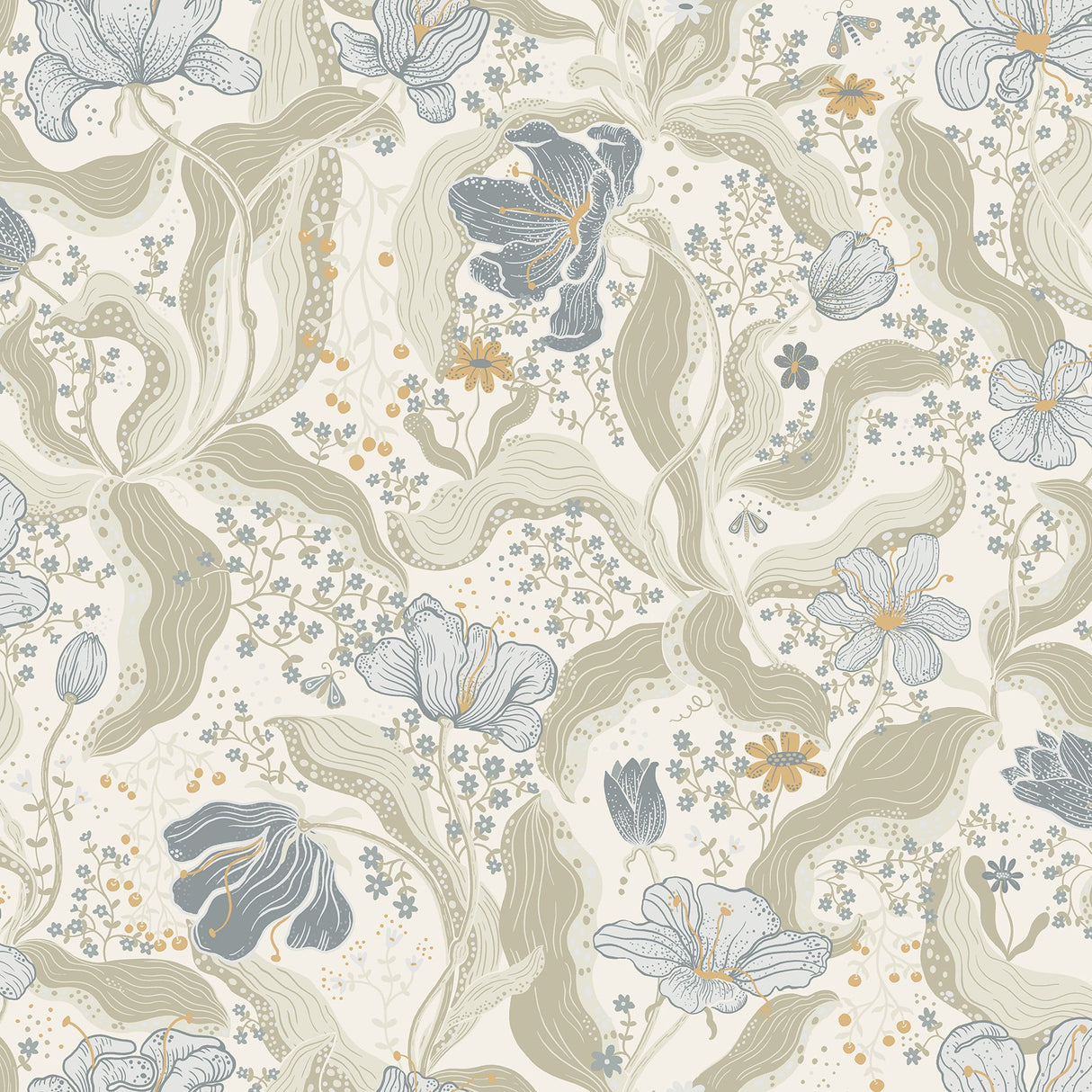Bodri Light Blue Tulip Garden Wallpaper with Scandinavian Botanical Flowers - A-Street Prints 2932-65115