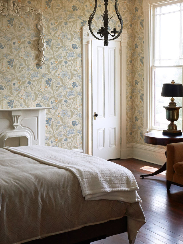 Bodri Light Blue Tulip Garden Wallpaper with Scandinavian Botanical Flowers - A-Street Prints 2932-65115