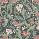 Bodri Turquoise Tulip Garden Wallpaper with Scandinavian Botanical Floral Pattern - A-Street Prints 2932-65116