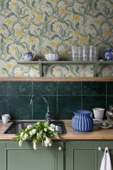 Bodri Yellow Tulip Garden Wallpaper with Scandinavian Botanical Floral Pattern - A?Street Prints 2932-65118