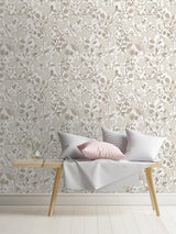 Ewald Beige Garden Vines Wallpaper with Botanical Floral Pattern, Eclectic Style - A-Street Prints 2932-65120