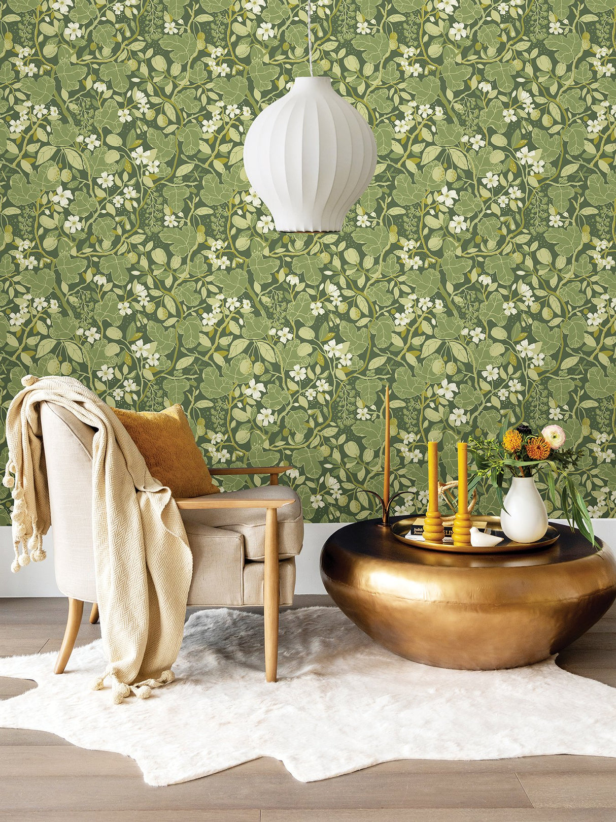 Ewald Green Garden Vines Wallpaper with Botanical Floral Pattern - A-Street Prints 2932-65121