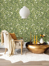 Ewald Green Garden Vines Wallpaper with Botanical Floral Pattern - A-Street Prints 2932-65121