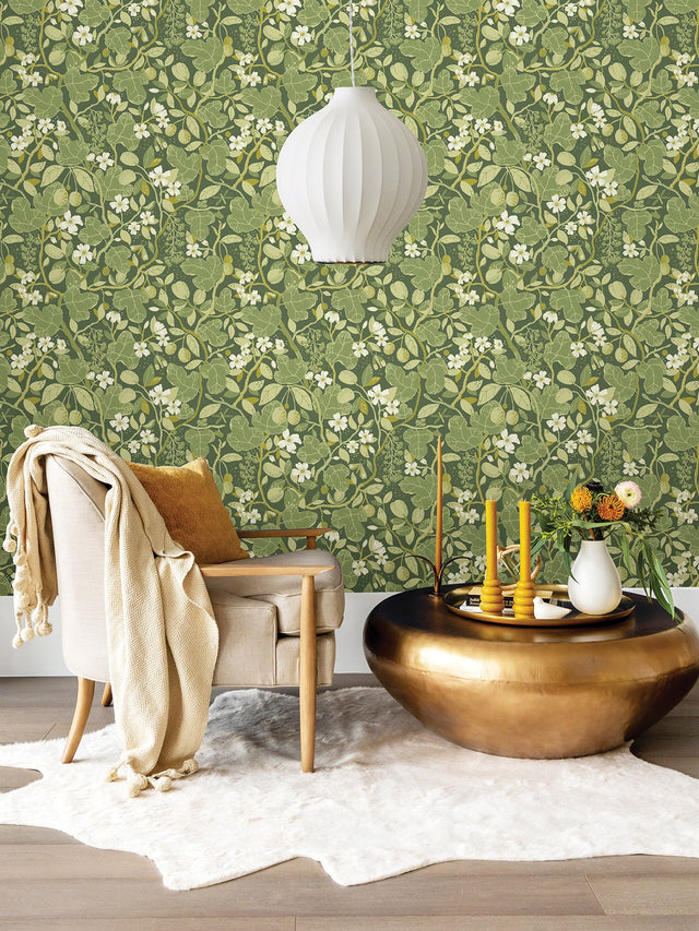 Ewald Green Garden Vines Wallpaper with Botanical Floral Pattern - A-Street Prints 2932-65121