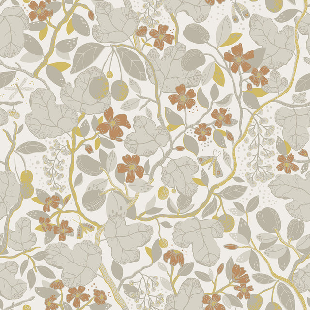 Ewald Grey Garden Vines Wallpaper with Botanical Floral Pattern - A-Street Prints 2932-65124