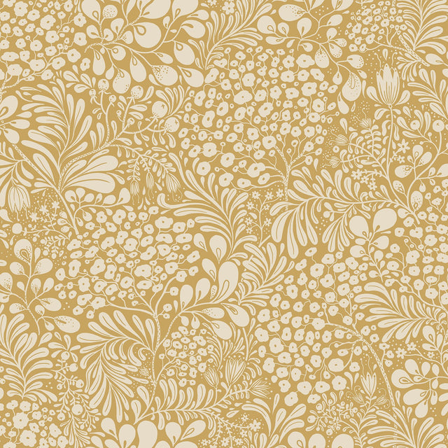 Siv Mustard Botanical Wallpaper with Scandinavian Non Woven Floral Pattern - A-Street Prints 2932-65127