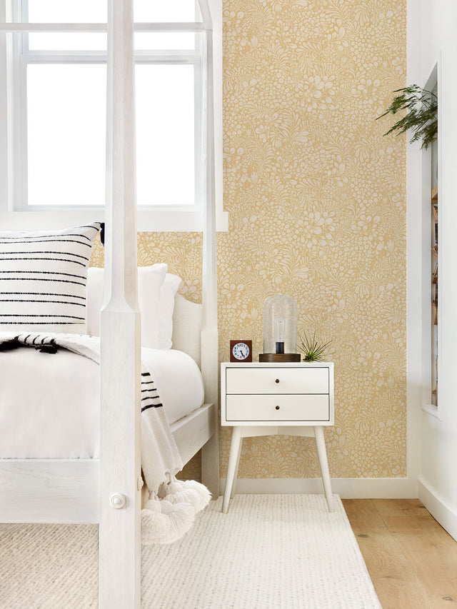 Siv Butter Botanical Wallpaper with Scandinavian Non Woven Floral Pattern - A-Street Prints 2932-65128