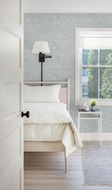 Siv Light Blue Botanical Wallpaper with Scandinavian Non Woven Design - A-Street Prints 2932-65130