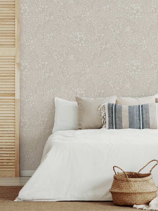 Siv Grey Botanical Wallpaper with Scandinavian Non Woven Design - A-Street Prints 2932-65131