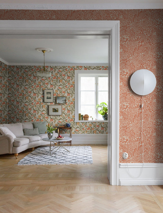 Siv Red Botanical Wallpaper with Scandinavian Non Woven Design - A-Street Prints 2932-65133