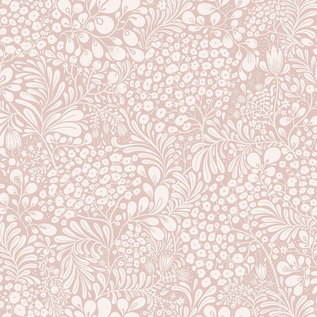 Siv Pink Botanical Wallpaper with Scandinavian White Floral Pattern - A-Street Prints 2932-65134SAM