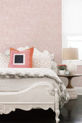 Siv Pink Botanical Wallpaper with Scandinavian White Floral Pattern - A-Street Prints 2932-65134