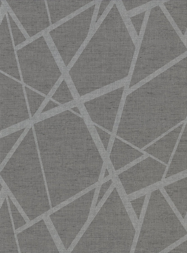 Avatar Pewter Abstract Geometric Wallpaper with Fabric & Woven Textures Pattern - Warner 2945-1101