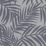 Lanai Pewter Fronds Wallpaper with Tropical Botanical Palm Pattern - Warner 2945-1131