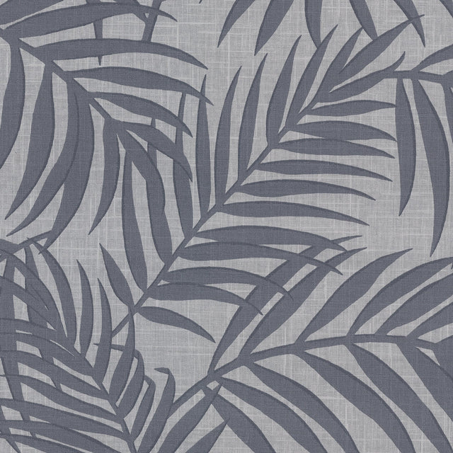 Lanai Pewter Fronds Wallpaper with Tropical Botanical Palm Pattern - Warner 2945-1131