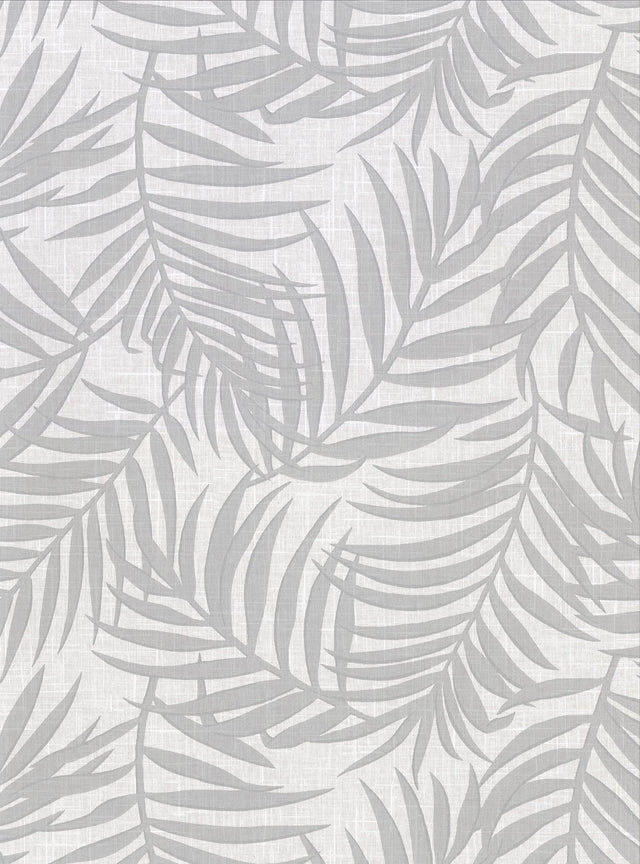 Lanai Dove Fronds Grey Textured Tropical Botanical Wallpaper - Warner 2945-1132